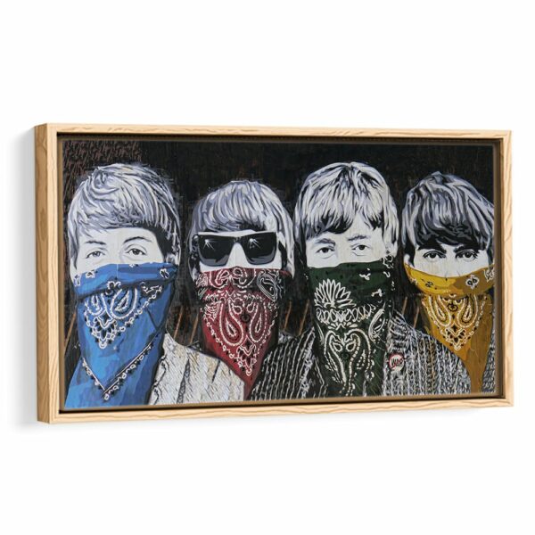 tableau bandanas des beatles avec cadre beige