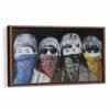 tableau bandanas des beatles avec cadre en noyer