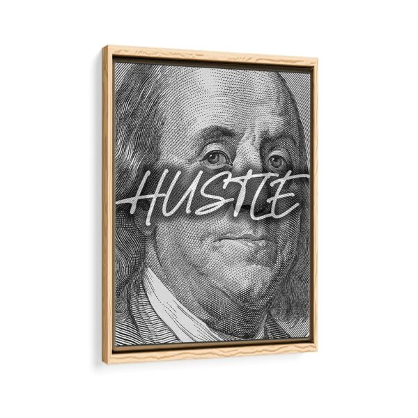 benjamin franklin hustle framed canvas beige frame