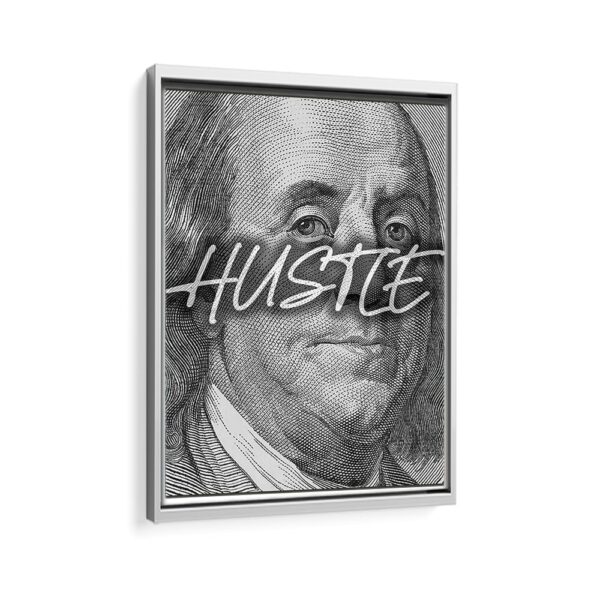 benjamin franklin hustle framed canvas white frame