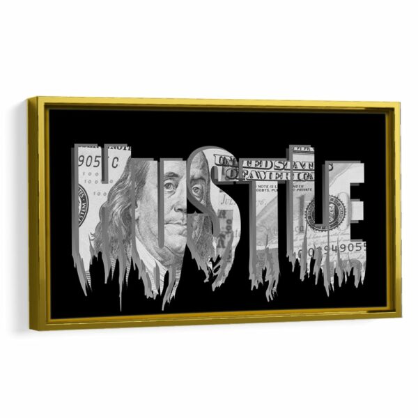 dollar hustle framed canvas gold frame