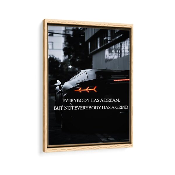 dream supercar quote framed canvas beige frame