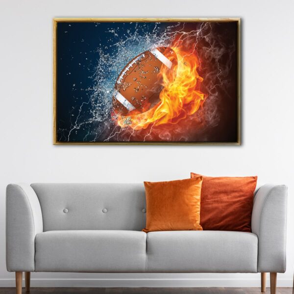 fire water football floating frame canvas