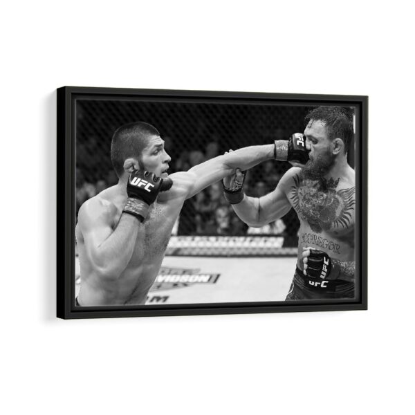 khabib vs mcgregor framed canvas black frame