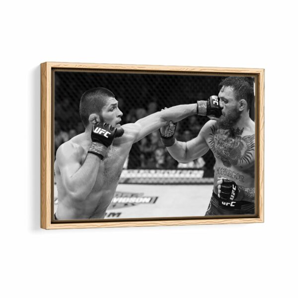 khabib vs mcgregor framed canvas natural beige