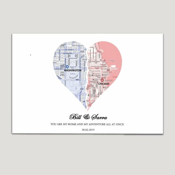 wedding map canvas art