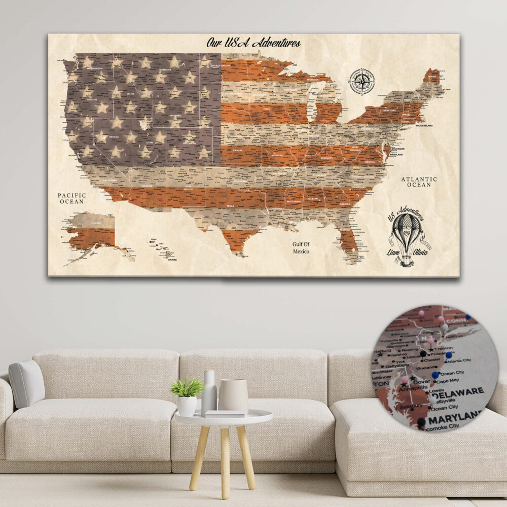 Patriot push pin usa map