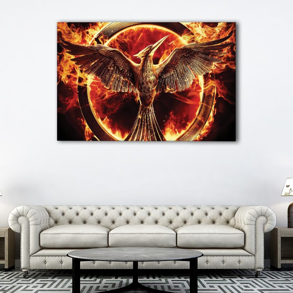 1 panels burning phoenix canvas art