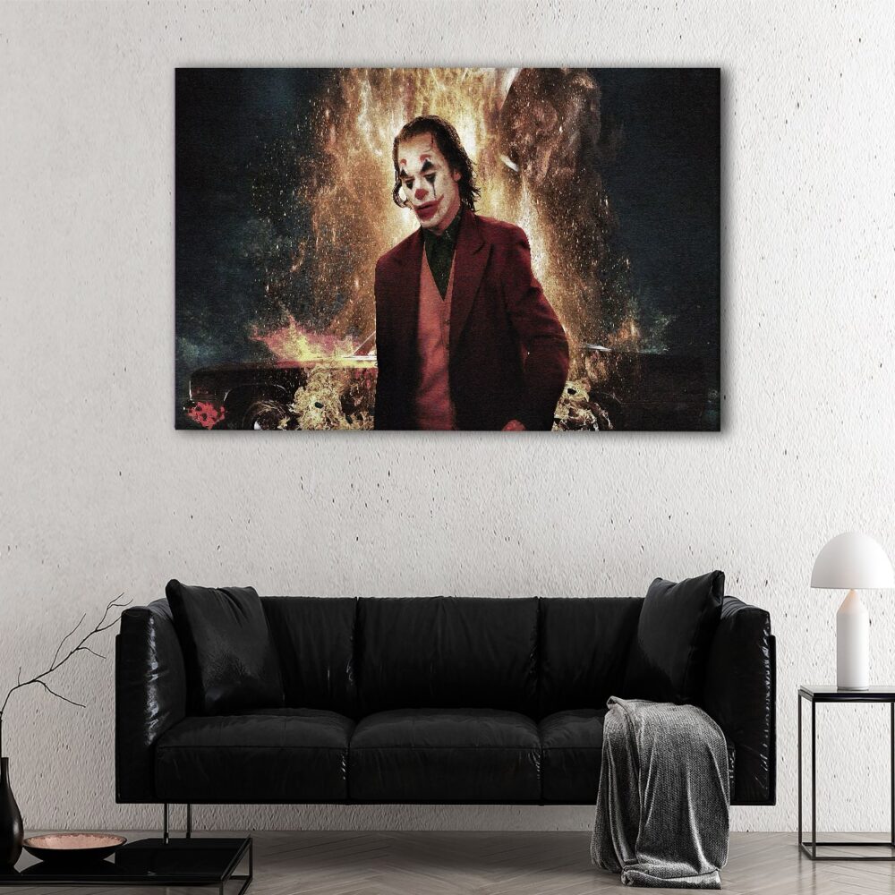 1 panels joker in fire canvas art