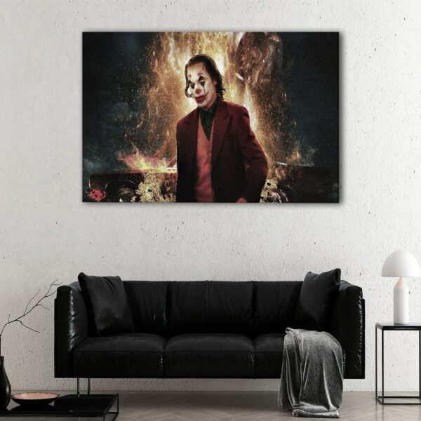 1 panels joker in fire canvas art