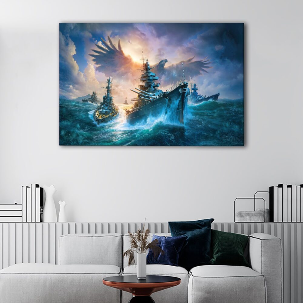 1 panels ww2 battleships canvas art