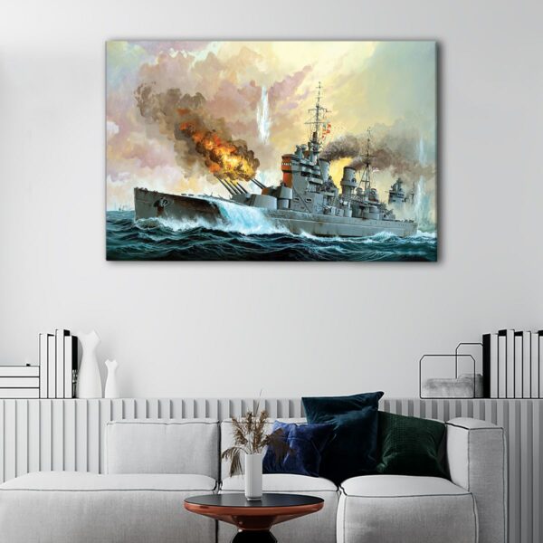 1 panels ww2 warship canvas art