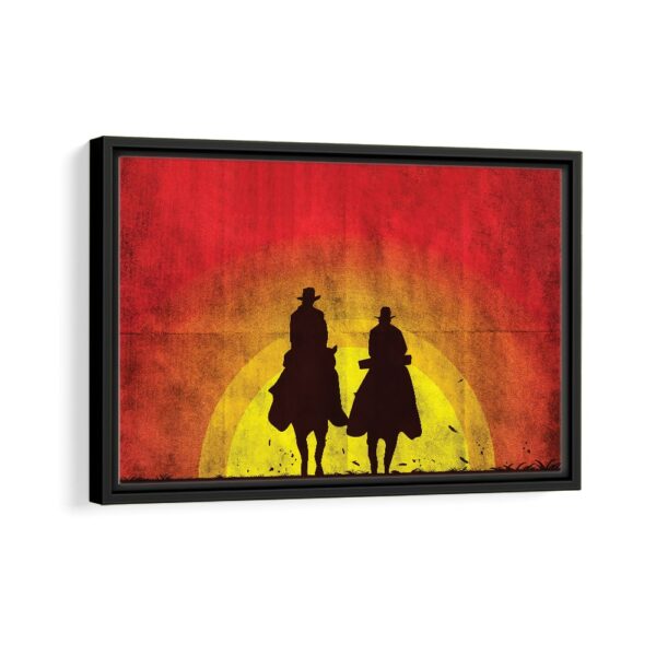 2 cowboys framed canvas black frame