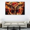 3 panels burning phoenix canvas art