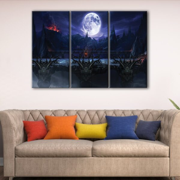 3 panels fantasy moon canvas art