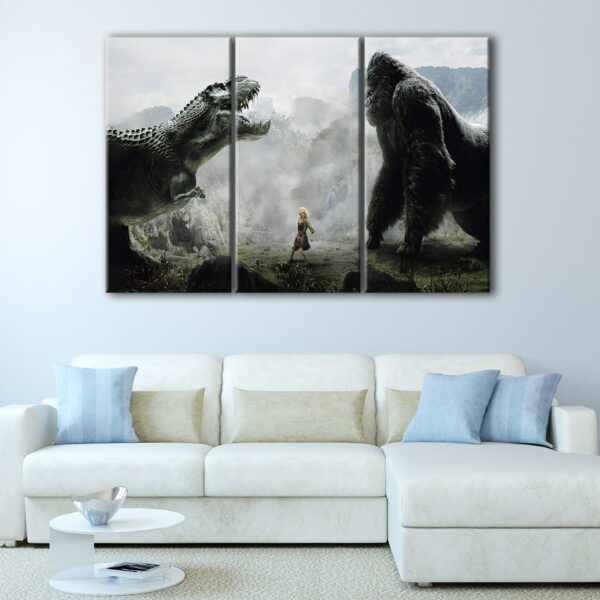 3 panels godzilla vs king kong canvas art