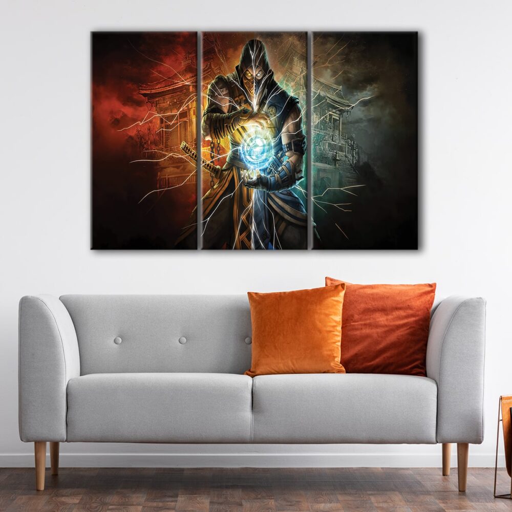 3 panels great warrior canvas art