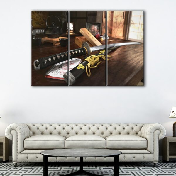 3 panels hattory hanzo sword canvas art