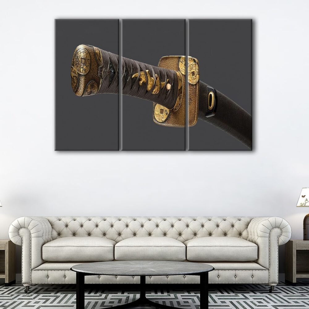 3 panels katana sword canvas art