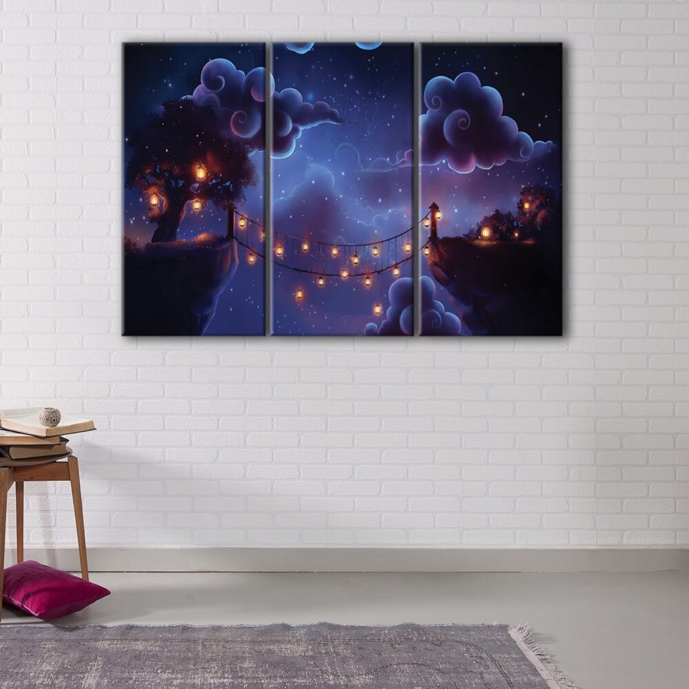 3 panels magic clouds canvas art