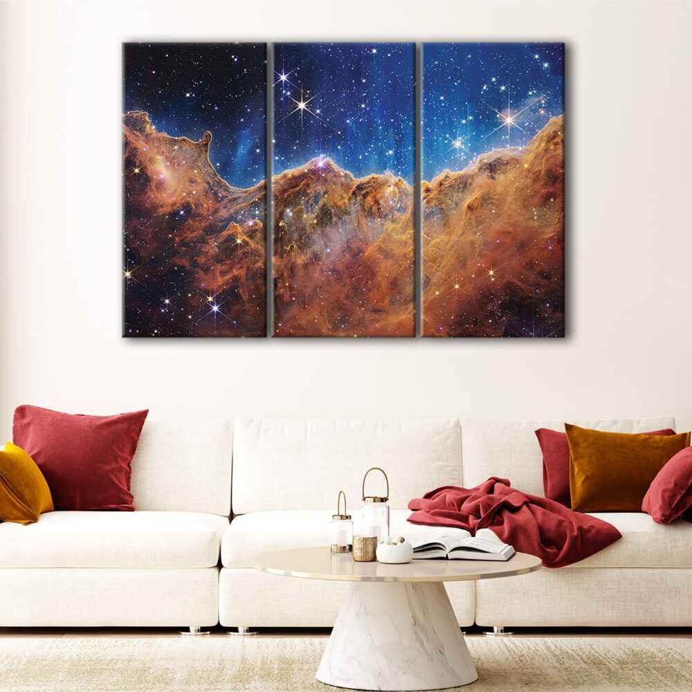 3 panels nasa galaxy canvas art