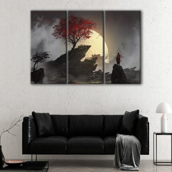 3 panels samurai glory canvas art