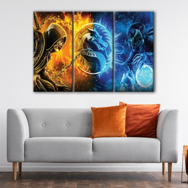 3 panels scorpio vs sub zero canvas art