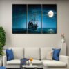 3 panels the black pearl canvas art