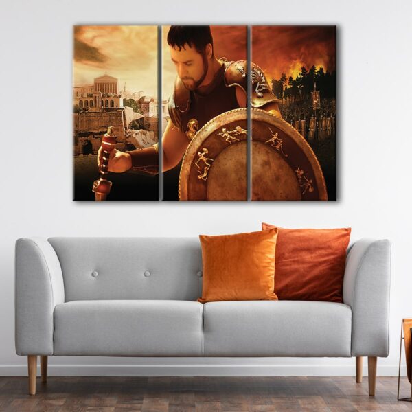 3 panels the gladiator canvas art