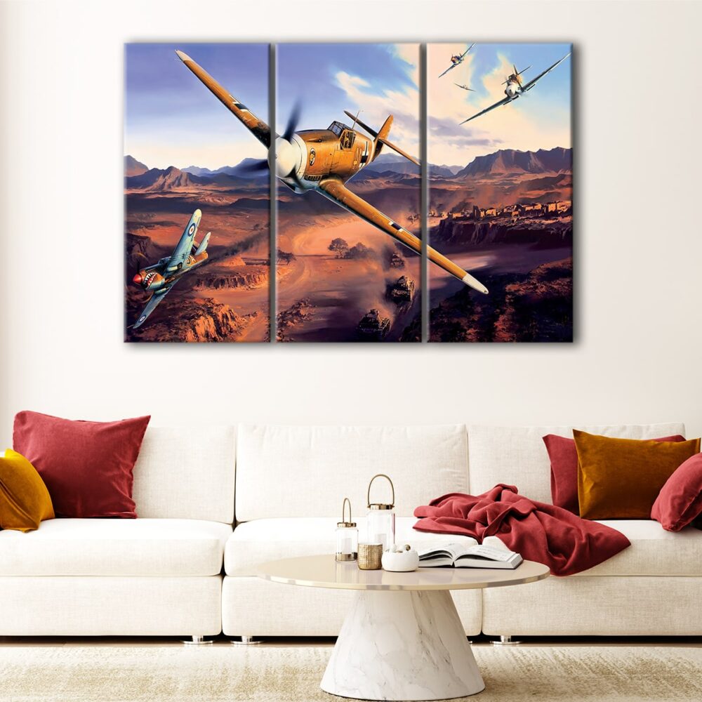 3 panels ww2 aircrafts canvas art