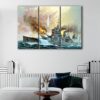 3 panels ww2 warship canvas art