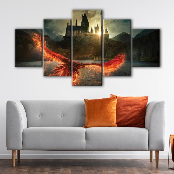 5 panels flying phoenix canvas art