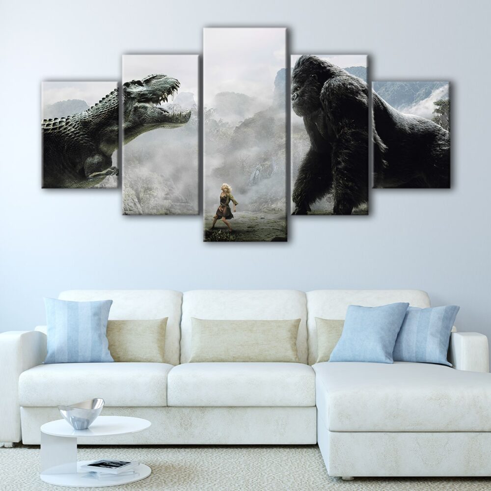 5 panels godzilla vs king kong canvas art