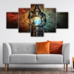 5 panels great warrior canvas art