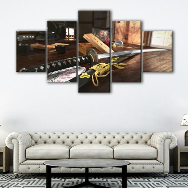 5 panels hattory hanzo sword canvas art