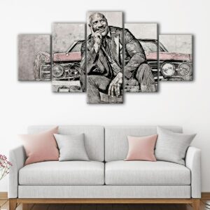 5 panels hobbs on red chevy canvas art