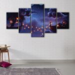 5 panels magic clouds canvas art