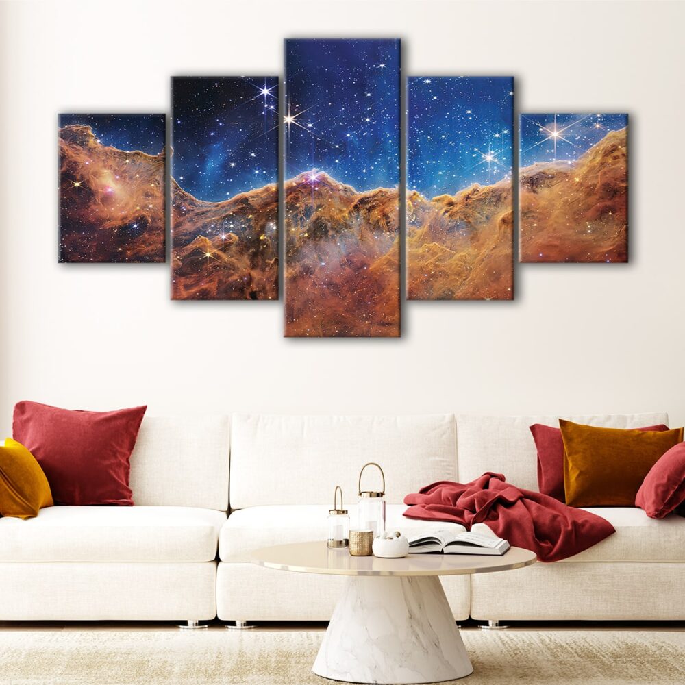 5 panels nasa galaxy canvas art