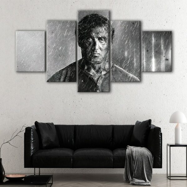 5 panels rambo under the rain canvas art