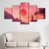 5 panels samurai fighter canvas art