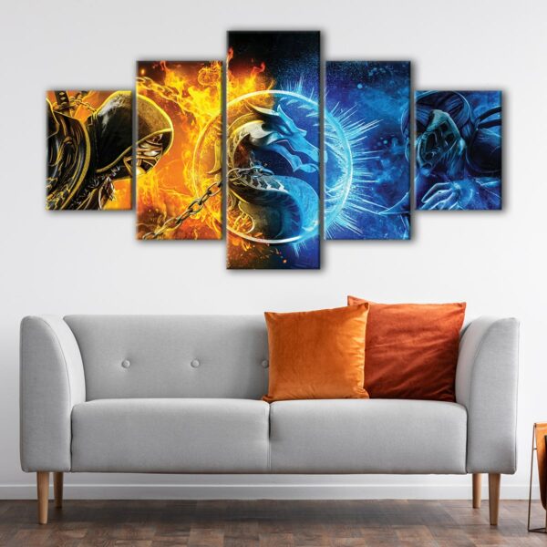 5 panels scorpio vs sub zero canvas art