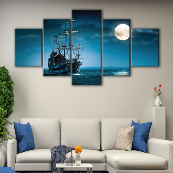 5 panels the black pearl canvas art