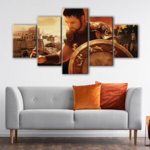 5 panels the gladiator canvas art