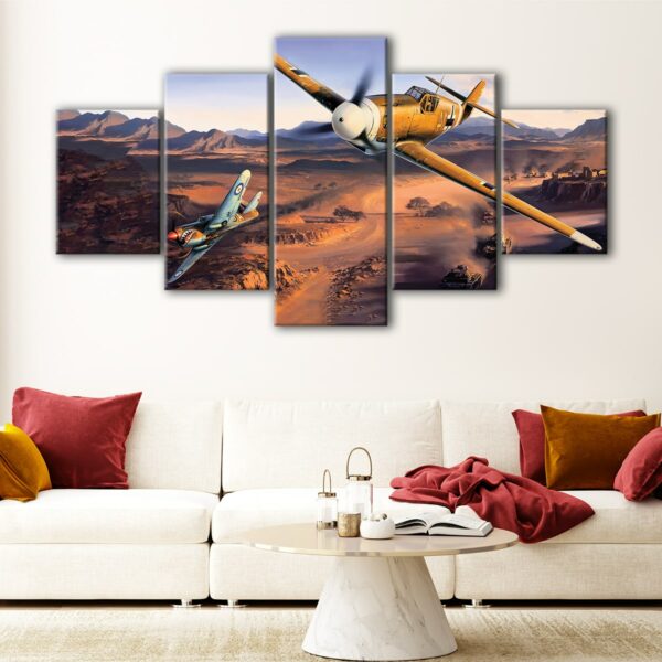 5 panels ww2 aircrafts canvas art