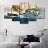 5 panels ww2 warship canvas art