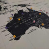 Black & White world map - Australia zoom