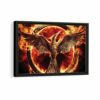 burning phoenix framed canvas black frame