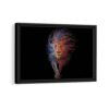 electric lion framed canvas black frame