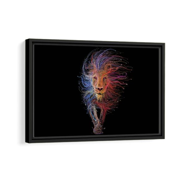 electric lion framed canvas black frame