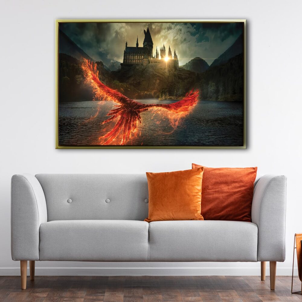 flying phoenix floating frame canvas